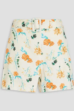 Solid The Renata belted floral-print linen-blend shorts - White - L