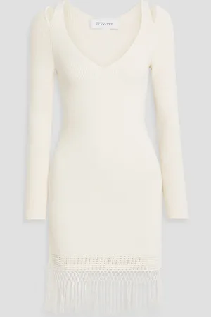Derek Lam Atlantis macramé-trimmed cotton-blend mini dress - White - L