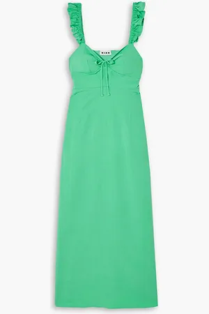 RIXO London Cecile ruffled woven midi dress - Green - UK 16