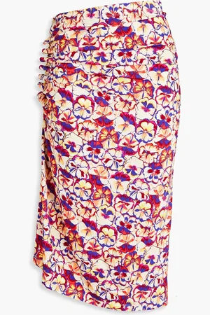 Paco rabanne Ruched floral-print jersey midi skirt - White - FR 38