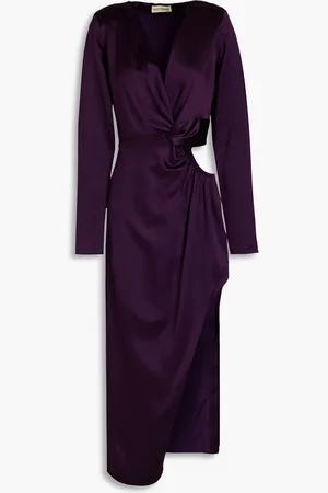 Nicholas Twist-front cutout satin dress - Purple - US 2