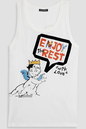 Dolce & Gabbana Appliquéd printed cotton-poplin tank - - IT 50