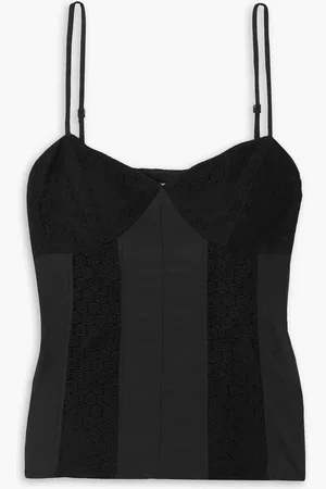 Jason Wu Paneled crocheted lace and cotton and silk-blend camisole - - US 10