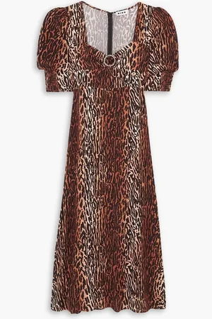 RIXO London Karen crystal-embellished leopard-print crepe midi dress - - UK 12