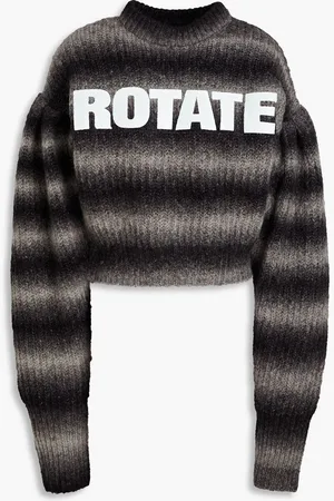 ROTATE Logo-print striped knitted sweater - Gray - DE 38