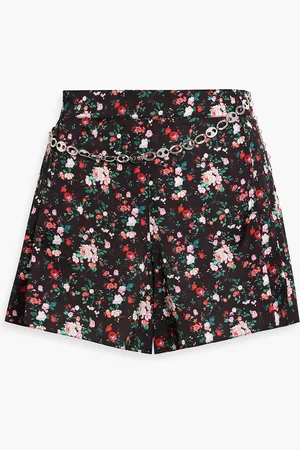 Paco rabanne Chain-embellished floral-print crepe de chine shorts - - FR 36