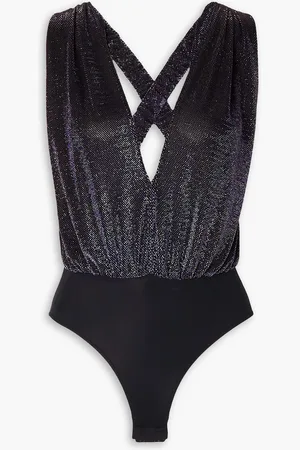 Zeynep Arcay Draped metallic stretch-jersey bodysuit - Blue - US 0