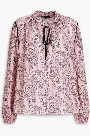 Maje Metallic paisley-print voile blouse - Pink - 3