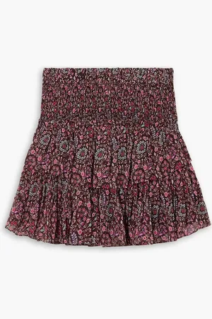 Marant Etoile Hilari tiered floral-print crepe mini skirt - Purple - FR 40