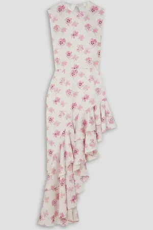 Les Rêveries Open-back asymmetric floral-print satin midi dress - - US 10