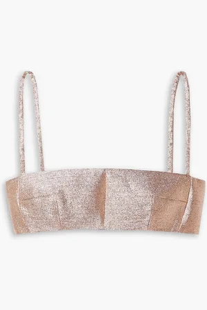 EMILIA WICKSTEAD Leya cropped lamé top - Metallic - UK 6