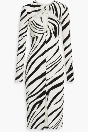 ET OCHS Eleanor cutout ruched zebra-print stretch-jersey midi dress - - US 8