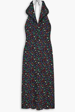 RIXO London Sabrina ruffled printed voile halterneck maxi dress - - UK 16