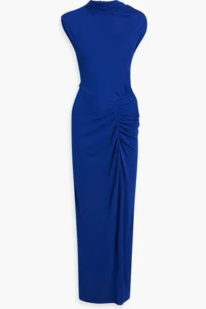 Diane von Furstenberg Apollo ruched jersey maxi dress - Blue - XL