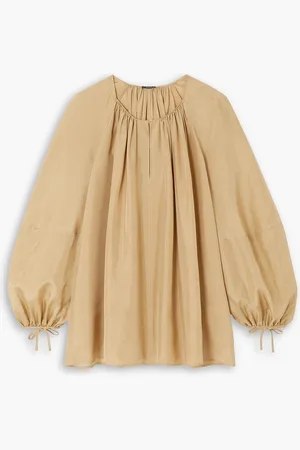 Joseph Baume gathered silk-habotai blouse - Neutral - FR 38