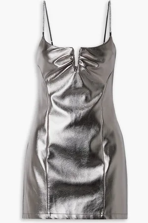 Alix NYC Cruz crystal-embellished metallic faux leather mini dress - Metallic - US 12