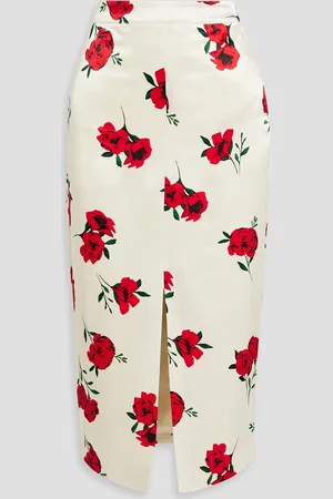 Nicholas Floral-print satin-crepe midi skirt - White - US 4