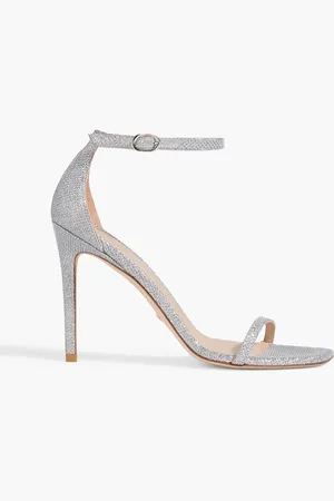 Stuart Weitzman Glittered metallic woven sandals - Metallic - US 11.5