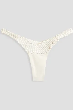 Isa Boulder Weavemix braided stretch-satin bikini bottoms - White - M