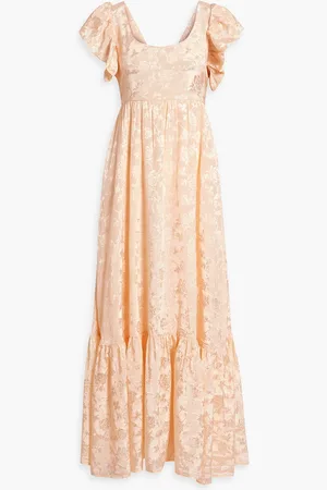by Ti Mo Cutout ruffled satin-jacquard maxi dress - Orange - S