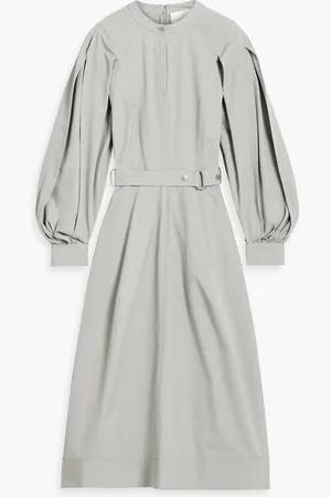 3.1 Phillip Lim Belted cotton-poplin midi dress - Gray - US 00
