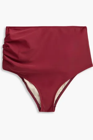 Peony Ruched Staple Hi stretch-ECONYL bikini briefs - Burgundy - XS