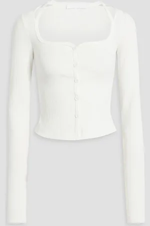 Helmut Lang Cutout ribbed-knit cardigan - White - S
