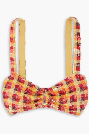ASHISH Checked sequined tulle bralette - - S