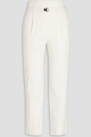 Brunello Cucinelli Bead-embellished stretch-cotton twill tapered pants - White - IT 46
