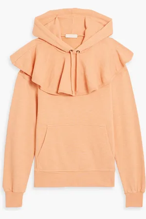 ULLA JOHNSON Lolla ruffled French cotton-terry hoodie - Orange - XS