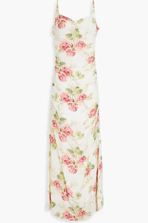 by Ti Mo Draped floral-print satin maxi dress - Pink - L