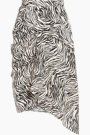 Isabel Marant Roly asymmetric zebra-print silk-blend crepe de chine skirt - White - FR 40