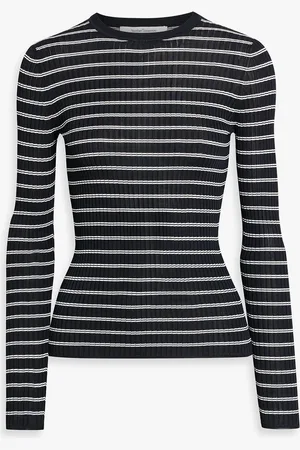 Another Tomorrow Striped ribbed-knit sweater - - L