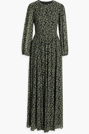 MIKAEL AGHAL Floral-print metallic fil coupé crepe maxi dress - - US 12