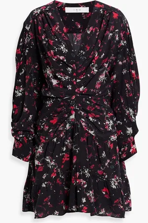 IRO Diplo ruched printed Lyocell and silk-blend mini dress - - FR 44