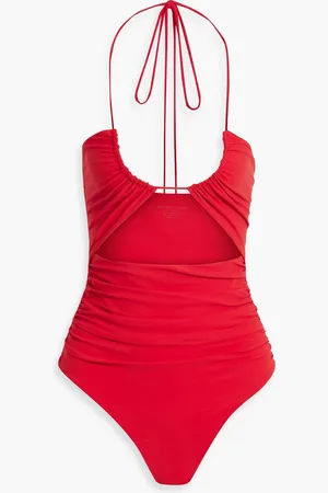 MAGDA BUTRYM Cutout halterneck swimsuit - Red - FR 40