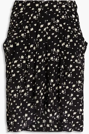 Isabel Marant Kinali pleated floral-print silk crepe de chine skirt - - FR 36