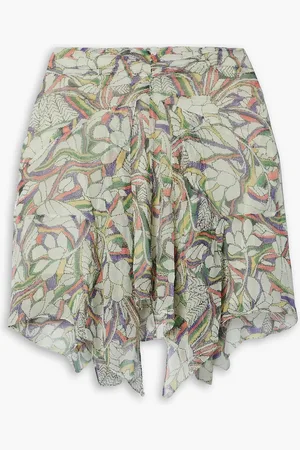 Isabel Marant Lysea printed silk-crepon mini skirt - Green - FR 42