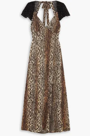 RIXO London Angelina cutout flocked leopard-print silk-crepe midi dress - - UK 20