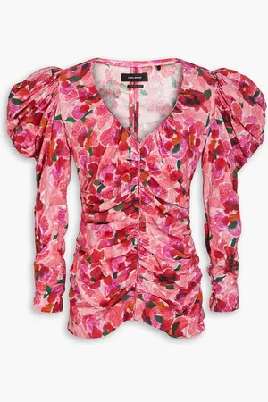 Isabel Marant Mirnao ruched floral-print crepe de chine top - - FR 38