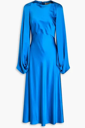 Roksanda Koda cape-effect silk-satin midi dress - Blue - UK 6