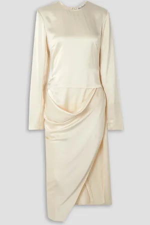 J.W.Anderson Asymmetric draped satin midi dress - White - UK 8