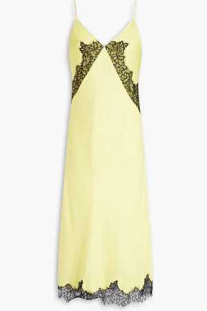 RAG&BONE Logan lace-trimmed silk-blend satin midi slip dress - Yellow - US 10