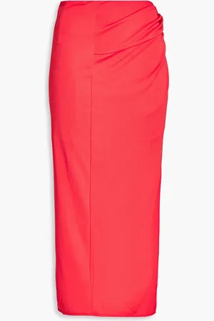 Nicholas Twist-front jersey midi skirt - Orange - US 0