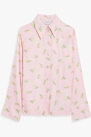 Sleeper Floral-print satin pajama top - Pink - M