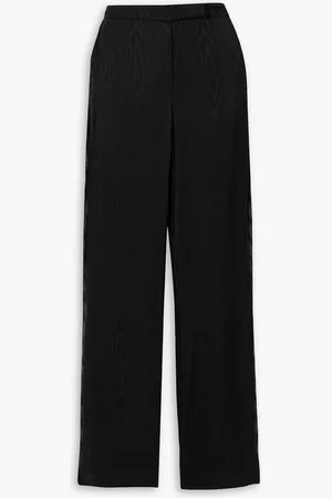 Ahluwalia Clover appliquéd satin-trimmed moire wide-leg pants - - UK 6