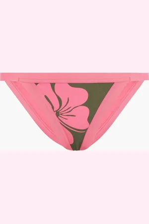 ZIMMERMANN Lulu grosgrain-trimmed floral-print low-rise bikini briefs - Green - 0