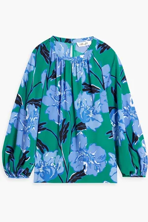Diane von Furstenberg Waldo floral-print crepe blouse - Green - M