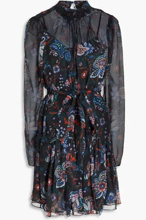 VERONICA BEARD Bolade printed silk-georgette mini dress - - US 10