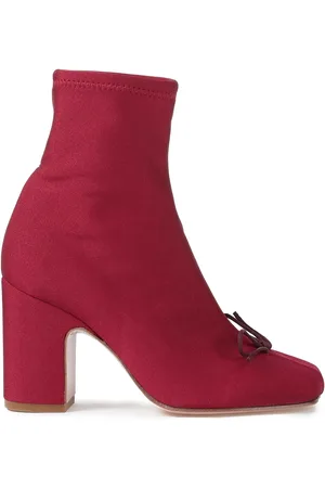 RED(V) Bow-detailed stretch-jersey sock boots - Red - EU 35